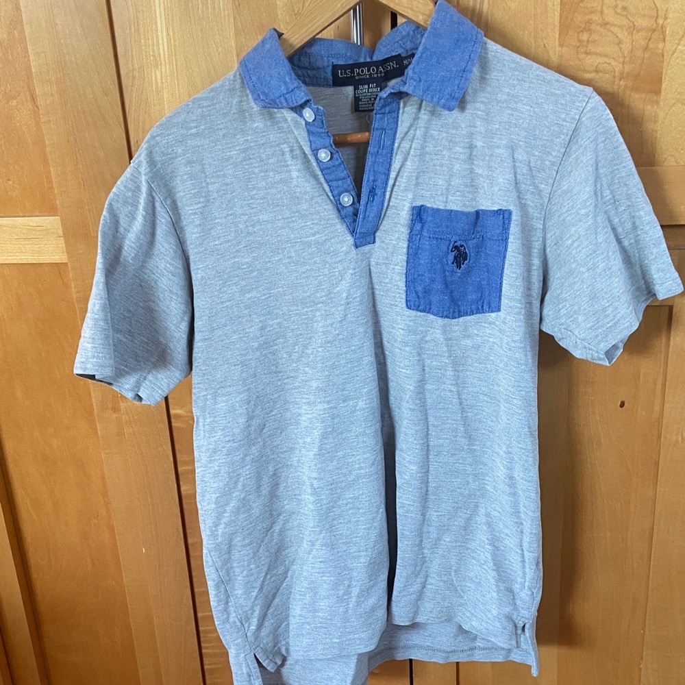 U.S. Polo Assn. Light Gray Polo with Blue Accents
